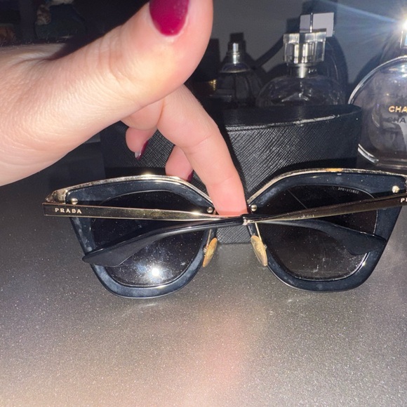 Prada Black and Gold Women's Sunglasses - Picture 2 of 9